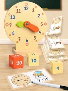 1 Set Round Edge Children's Learning Clock Toy, Interesting Card & Dice Time Management Math Educational Toy, Holiday Gift For Kids - 彩色 - 查看 1
