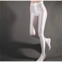High Waist Sheer Opaque Glossy Yoga Dance Leggings Plus Size 7050 Seamless Footed Tights For Women - 白色 - 查看 12