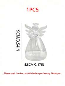 1pc Bohemian Style Angel Design Glass Vase, Modern Glass Vase Suitable For Fresh Or Artificial Flowers - Cylindrical Round Vase, Smooth Sides, Minimalist Wedding Centerpiece Decor, Coffee Table & Dining Table Decor - Decorative Glass Flower Pot, Transparent Hanging Planter, Wedding Party Home Decor Pedestal Vase - A - View 13