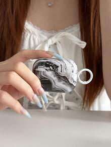 Marble Texture 4/ Pro 3/ 2 Wireless Bluetooth Earphone Case, Personalized Soft Full Coverage Protective Cover For Women - Black - View 9