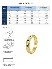 Women's Hammered Texture Gold-Plated Ring, Zirconia Inlaid With Black Accents, Minimalist Asymmetrical Design, Suitable For Daily And Casual Wear, An Ideal Gift For Jewelry Enthusiasts - Gold - View 4