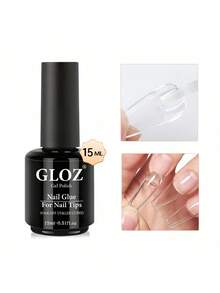 GLOZ 15ml 黏著力強甲膠，適用於甲片、假指甲與美甲，超強黏著，適用於壓克力指甲與 UV/LED 凝膠指甲 - 無色 - 查看 8