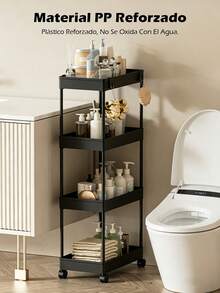 Kitchen Trolley, Storage Truck, Mobile Basket, Black Wheeled Rack - Black - View 8