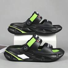 Men's Comfortable Sandals, 2026 New Summer Outdoor Slip-On Slippers, Soft Sole Anti-Slip Beach Flip Flops - Black and Green - View 9