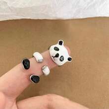 一套可爱熊猫开口戒指，百搭情侣戒指，母亲节礼物，姐妹戒指，日常佩戴饰品 - 戒指 - 查看 2
