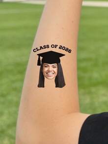 10/20/30/60pcs Temporary Tattoos, Customized Face Tattoos, Graduation Tattoos, Graduation Party Favors, Graduation Party, Customized Photo Tattoos, Graduation Temporary Tattoos, Class Of 2026, Valentine's Day Gift, Couple Photos, Christmas Gift, Home Decor, Decorations, Personalized Gift, Custom Gift - Multicolor - View 10
