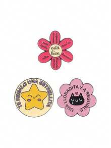3pcs Inspirational Spanish Enamel Brooch Set, Motivational Flower & Star Pattern Badges, Fashion Accessories, Gift For Friends - Multicolor - View 10