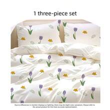 3/4pcs Set Disposable Tulip Floral Print Bedding Set, Skin-Friendly Soft Non-Woven Duvet Cover Set, Breathable Comfortable Bedding, Suitable For All Seasons Romantic Floral Bedding For Travel, Hotel, Family, Couples - Multicolor - View 11