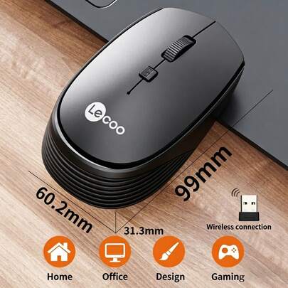 Lenovo WS202 Classic Red Dot Wireless Mouse: Ergonomic, Anti-Fatigue, Silent Buttons, Suitable For Office, Home, Laptops, Desktops, All-In-Ones, Business And Study Use