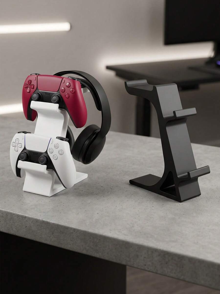 极简一体式游戏手柄耳机支架，重型稳定底座，通用游戏手柄，电竞桌面展示架 - 查看 1