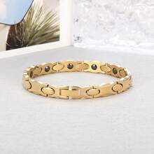 1 Piece Of Magnetic Bracelet For Men And Women, Stainless Steel Magnetic Bracelet With Size Tool, Magnet Jewelry Gift - Golden - View 5