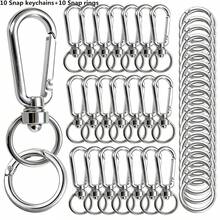 6/12/20个双头旋转扣，O型环金属弹簧旋转钩，适用于DIY工艺品、钥匙扣、挂绳、礼品、旅行（3/6/10个弹簧扣+3/6/10个弹簧环） - 7G扁扣+24MM彈簧圈 - 查看 13