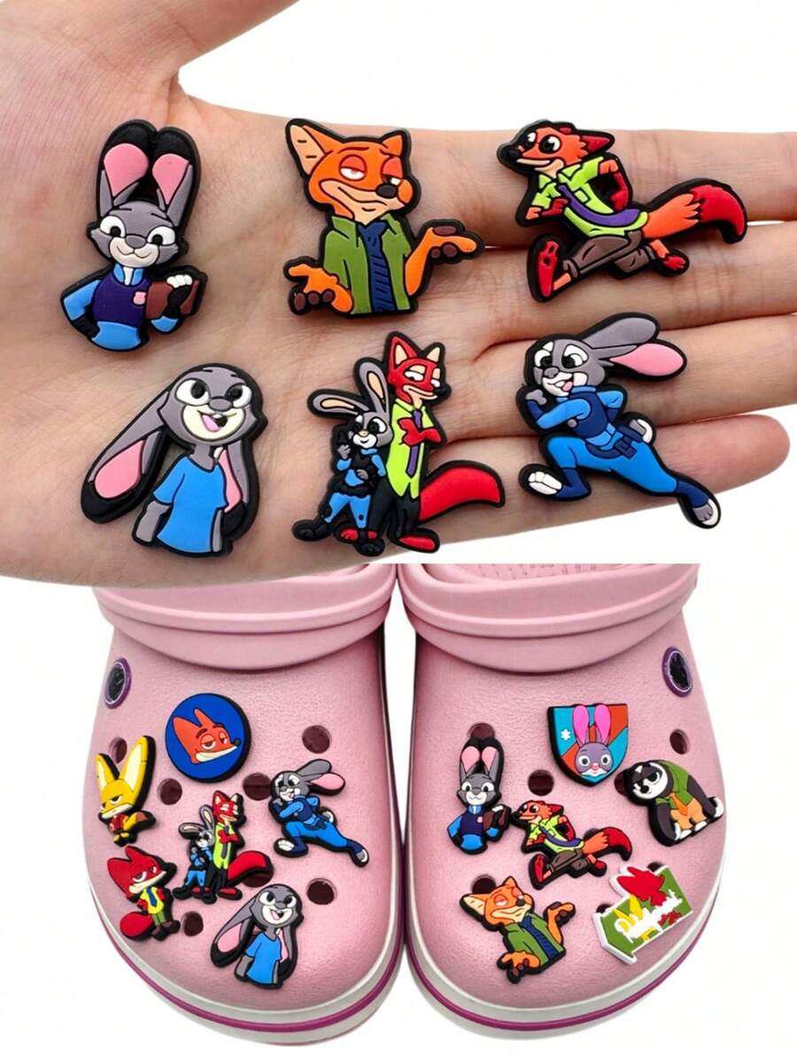20 chiếc phụ kiện trang trí giày hình hoạt hình dễ thương Judy Hopps, Nick Wilde, Sloth Clawhauser, chất liệu PVC, có thể tháo rời, dùng cho guốc, đồ trang trí giày tự làm cho trẻ em và người lớn, quà tặng tiệc tùng. - Hoa giày - Xem 1