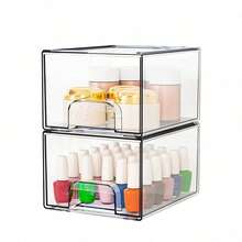 2/4pcs Stackable Acrylic Makeup Organizer Drawers, Premium Cosmetic Storage Box For Vanity, Bathroom, Under Sink And Kitchen Cabinet, Multi-Functional Bathroom And Kitchen Storage Solution - Multiple Styles - View 10