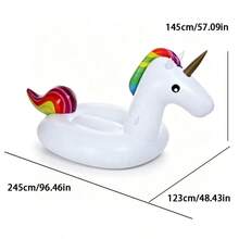 1 pieza Flotador inflable de unicornio arcoíris para piscina, material de PVC grueso para playa & piscina - Blanco - Ver 5