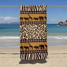 Animal Leopard & Zebra Pattern Beach Towel, Quick-Dry Microfiber Beach Towel For Summer Vacation, Soft Absorbent Anti-Sand Swimming Bath Towel, Suitable For Beach, Pool, Bathroom, Travel, Lightweight & Fade-Resistant Patterned Towel For Men & Women - Beraneka Warna 1 - View 12