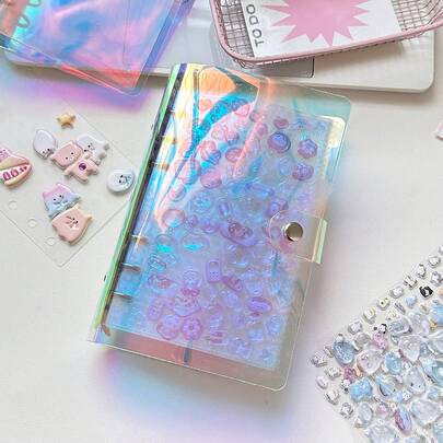 1 Bìa đựng tài liệu trong suốt khổ A6, Sổ dán sticker trong suốt di động, Sổ sticker, Túi đựng ảnh, Album ảnh, Sổ kế hoạch chi tiêu, Nhật ký, Sổ tay, Văn phòng phẩm