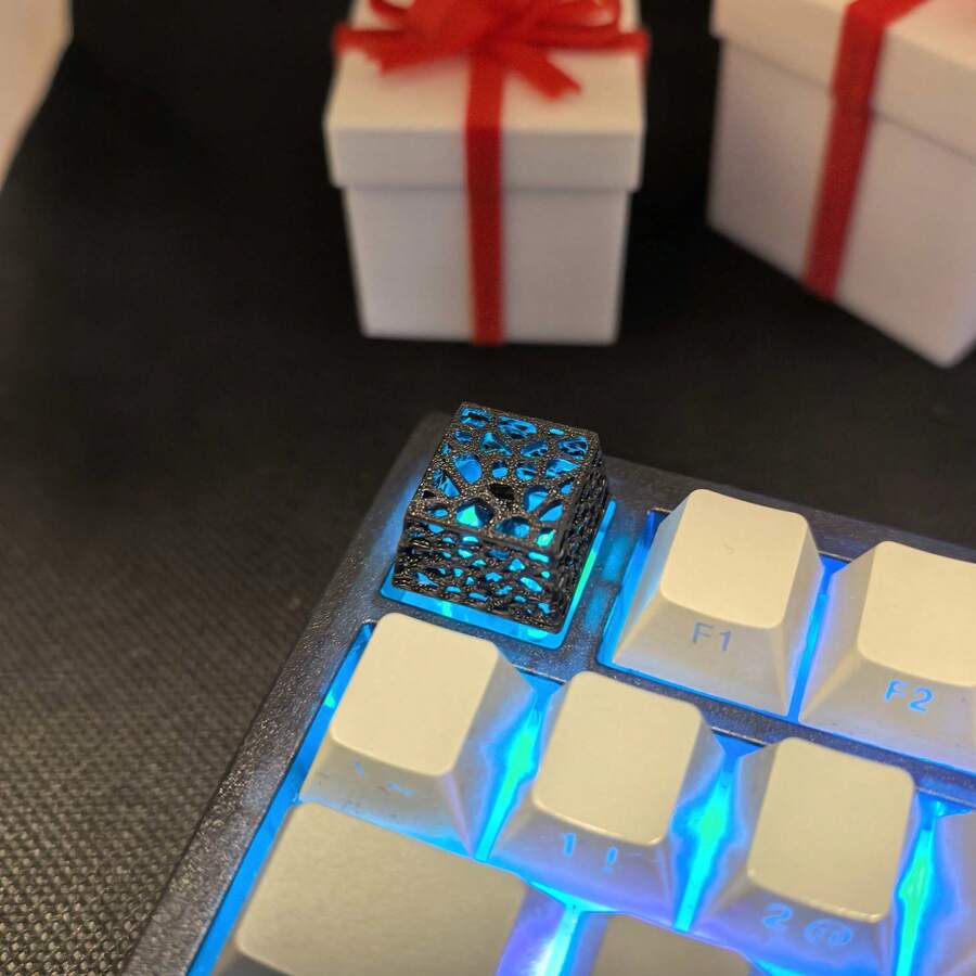 3D-Printed Black Lightweight Keycaps, Hollowed-Out Translucent Keycaps, Mechanical Keyboard Keycaps, Custom Keyboard Accessories, And Personalized Keycaps With A Hollow Design-Fun Keyboard Decorations For The Office, Perfect As Gifts For Any Occasion. - View 1