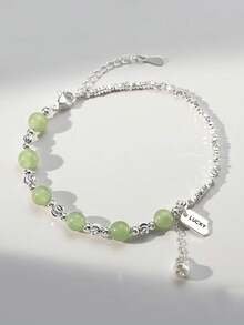 1pc Summer Jade-Like Lucky Bell Bracelet For Women, Unique Gift Idea For Mom, Elegant Jewelry - Bracelet - View 2