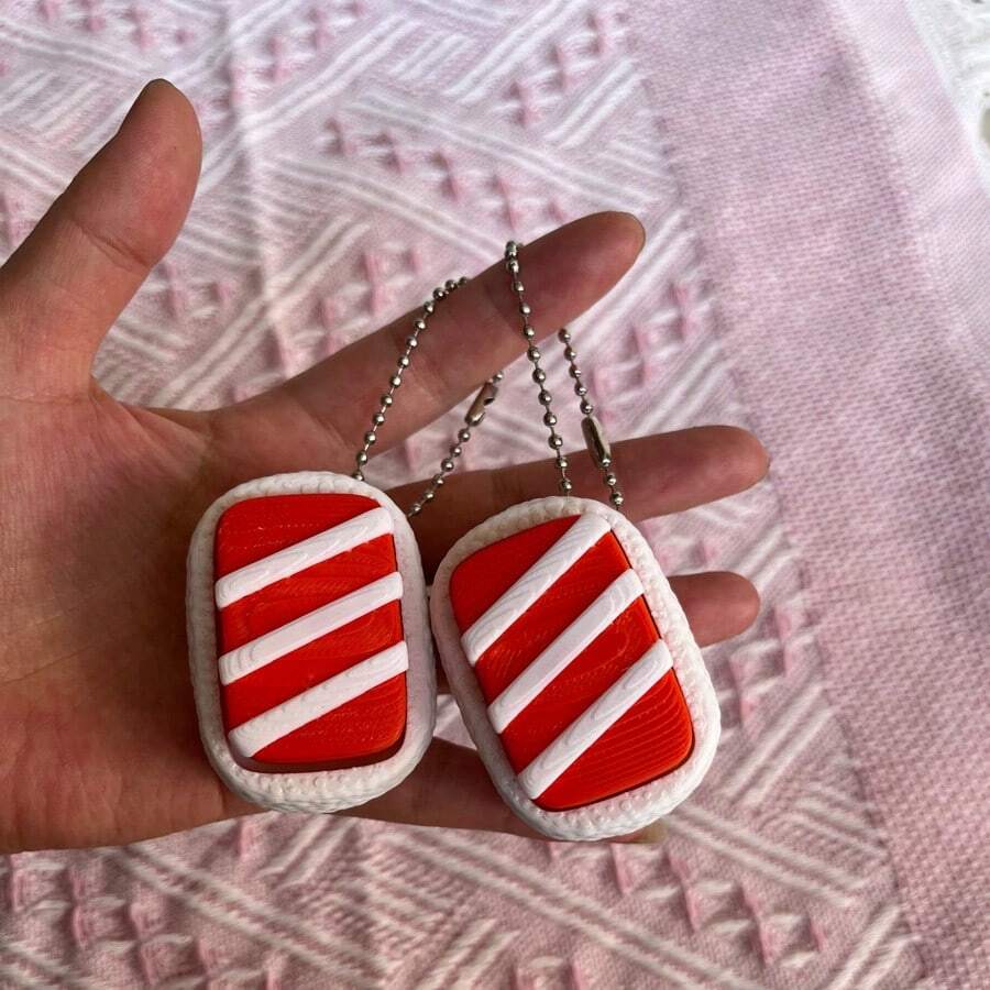 1pc Salmon Onigiri Sushi Clicker Keychain Pressure Relief Desk Decor - Multicolor - View 1