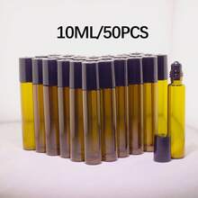 1/50 chai lăn thủy tinh màu hổ phách 2/3/5/10ml, bình xịt nước hoa mini có thể nạp lại, lọ mẫu du lịch tiện dụng, hộp đựng nước hoa unisex, thích hợp làm quà Giáng sinh/Halloween cho bố mẹ và bạn bè. - màu nâu - Xem 18