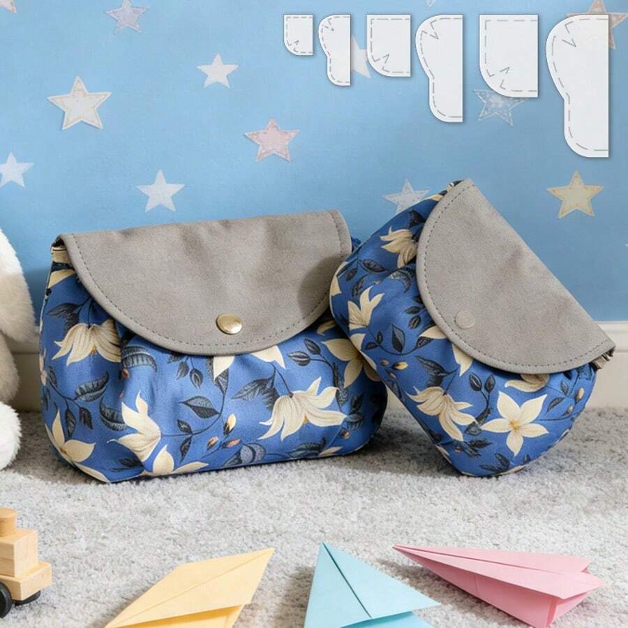 2pcs Cute Coin Purse Sewing Template Without Zipper, Transparent PET Patchwork Template, Multipurpose DIY Handbag Sewing Patchwork Ruler, Suitable For Quilting DIY Patchwork Pattern Drawing And Handicrafts, Crafting Enthusiasts Cutting Tool Template - Classic - View 1