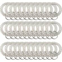 Set de 50 Pulseras para Llaves Elásticas, Llaveros de Muñeca Espirales Flexibles para Gimnasio, Sauna, Piscina, Deportes y Credenciales - transparencia - Ver 6