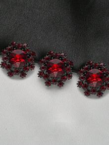 3pcs Elegant Crystal Flower Metal Buttons - Suitable For Shirts, Sweaters, Jackets And Coats - DIY Sewing Crafts, Gold/Black - Multicolor - View 15