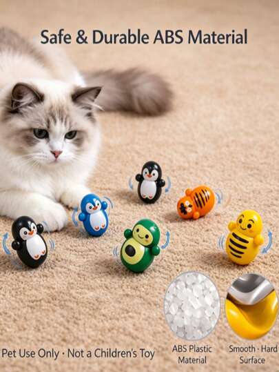 Brinquedo de Rolamento Cartoon, Brinquedo Interativo para Gato para Autoentreterimento, Acessório de Estimação Fofo e Divertido, Vara de Brincadeira para Gato para Filhote e Gato Adulto, Brinquedo de Rolamento Interessante para Aliviar o Tédio do Gato, Brinquedo de Plástico Autorrolar para Entretenimento de Estimação