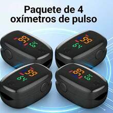 Pulsovital Lote 4 Oxímetros de Pulso Digitales con Pantalla LED Color - Mide Saturación de Oxígeno (SpO2) y Frecuencia Cardíaca - Pack Familiar Ahorro - Modelo Negro (Pilas No Incluidas) - Ver 5
