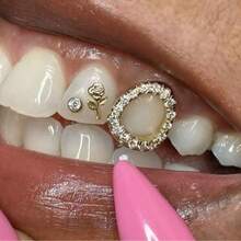 1 pièce Bijou de dents circulaire lisse et ajouré, décoration de dents unisexe hip-hop pour le port quotidien, les fêtes, le cosplay et les accessoires photo - Multicolore - Voir 4