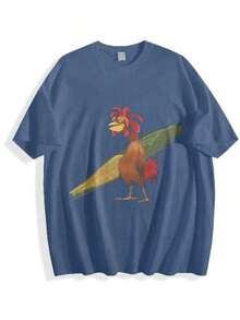 Chicken Joe Shirt, Beach Surf Unisex T-Shirt Back Printed Cotton Casual Classic, Gift For Her, Gift For Him, Gift For Friend Menswear Top - 藍色 - 查看 4