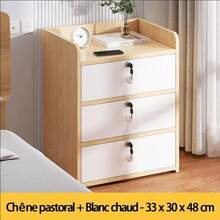 FENGSUN Guía Definitiva de Cajoneras | Cerradura de  . Diseño Estiloso . Experto en Organización - Roble Pastoral + Blanco Cálido - 33*30*48CM - Ver 2
