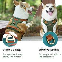 Pet Harness Reflective Service Training, Easy To Control, Pet Vest, Adjustable Dog Vest, Heavy-Duty Tactical Dog Harness Leash - Multicolor - View 9