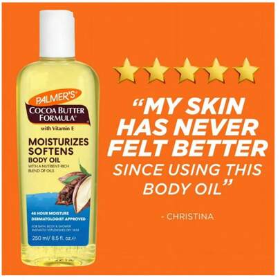 Tide Palmer's Cocoa Butter Formula Body Oil With Vitamin E 8.5 Fl Oz Instant Hydration Radiant Glow Skin Care Oil