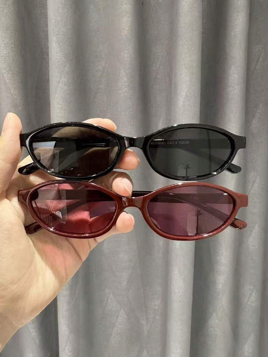 1件女款塑膠橢圓全框百搭優雅生活化個性化優質極簡透明眼鏡,適用於日常、閱讀、街拍、返校、看電視、玩遊戲、外出穿搭配件 - 彩色 - 查看 1