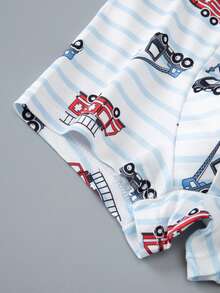 4 piezas/paquete Calzoncillos cómodos y suaves con estampado de dibujos animados para niños - Multicolor - Ver 7