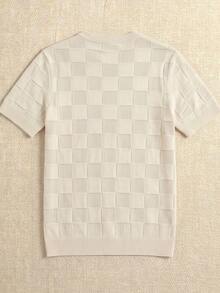 Men's Solid Color Short Sleeve Knit Top - Apricot - View 3