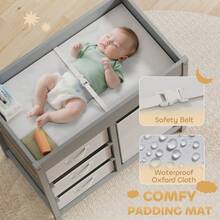 Baby Changing Unit With 4 Storage Drawers Mat For Bedroom Nursery 84 X 84.5 Cm Grey - Grey - View 7