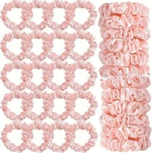 20pcs Elegant Satin Hair Scrunchies, Soft Fabric Solid Color Hair Ties Suitable For Low Ponytail, High Ponytail, Bun And Daily Hairstyles (Black, White, Pink, Blue, Brown) - Multicolor - View 4