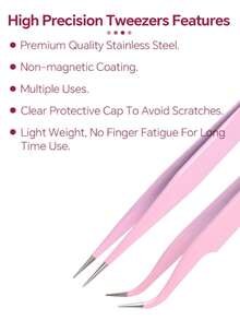 10/6/1 Set Professional Stainless Steel Eyelash Curler, Customized Size, Durable & Reusable, With Pointed & Curved Tip Design, Easy To Operate, Ideal For Beginners - Pink - View 5