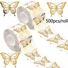 500pcs Gold Butterfly Stickers - Gold Foil Envelope Sealing Labels Butterfly Preference Stickers Self-Adhesive Gold Butterflies Spring Summer Stickers For Gift Cards Handmade DIY Gift Box Packaging Birthday Party Decoration - View 7