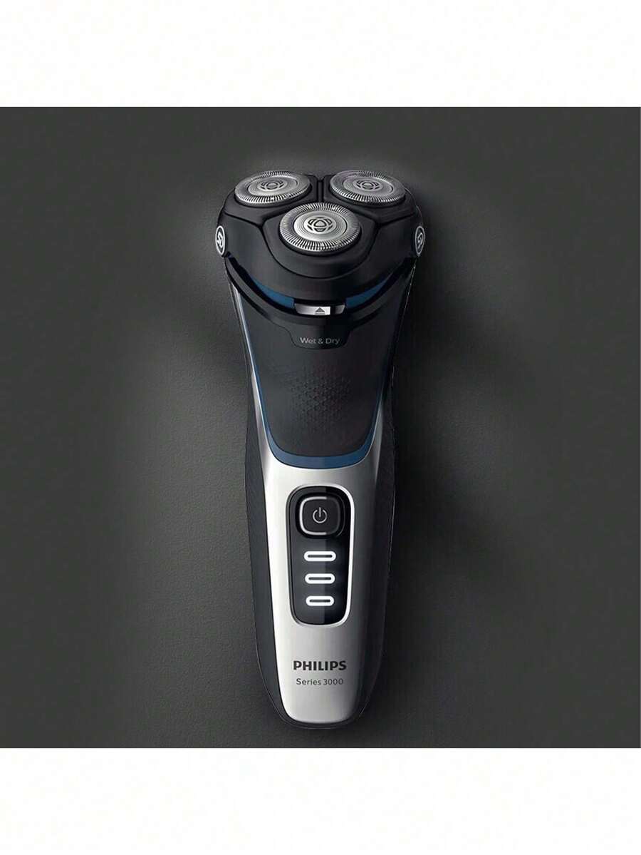 PHILIPS S3216/12 电动剃须刀,干湿两用,带鬓角修剪器,强劲马达,全身可水洗,剃须效果极佳,电池续航时间长,充电速度快 - 黑色 - 查看 1