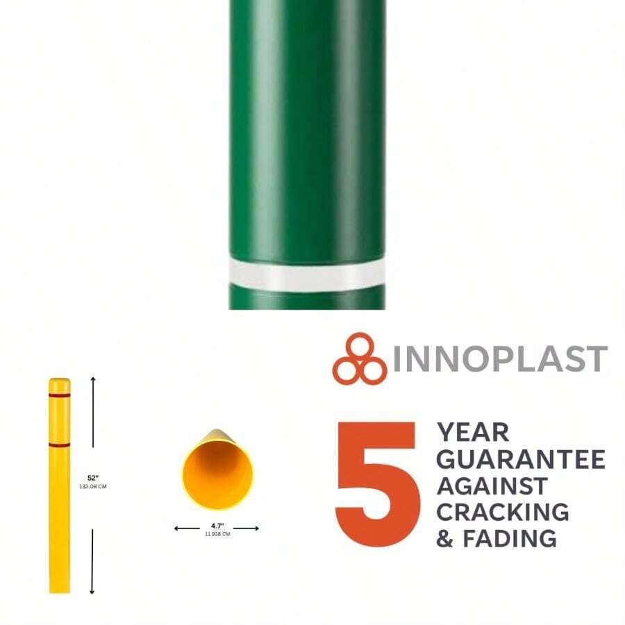 New BollardGard 4x 52 Bollard Cover Green (Green White Tape) - Green White Tape - View 1