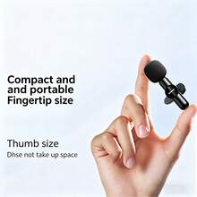 Microphone cài áo không dây mini khử tiếng ồn, Microphone cài áo không dây 2.4G, Microphone khử tiếng ồn không suy giảm, Cắm và chạy, Tương thích với điện thoại di động và máy ảnh, Thích hợp cho quay video, giảng dạy, phỏng vấn, podcast, v.v., Microphone phát trực tiếp không dây một đến hai người - Xem 5