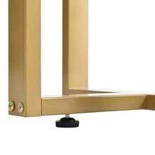 Modern Console Table With Drawers, Gold Frame, Adjustable Feet And Elegant Handles (White + Gold) - White + Gold - View 8