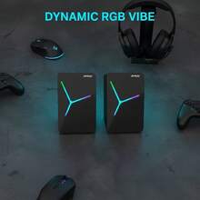 USB有线电脑音箱，立体声迷你桌面音箱，带彩虹RGB呼吸灯，3.5mm音频接口，音量控制，环绕低音输出，兼容PC、笔记本电脑、智能手机、电视，是家庭办公和创意礼品的理想之选。 - 查看 5