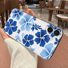 1pc Ins Style Fresh Hibiscus Flower & Leaf Pattern Soft Phone Case, Non-Slip Protective Cover For IPhone 11/12/13/14/15/16 Pro Max - Multicolor - View 5