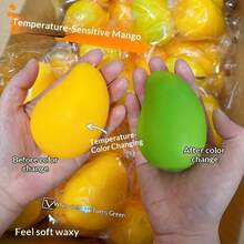1pc Mango Squeeze Toy, Fruit Squeezing Toy, Stress Relief Squeeze Toy, Prank Toy, Decoration, Soft Texture, Sticky Feeling, Fun, Suitable For Holiday Gifts, Can Be Squeezed When Anxious - Multicolor - View 4