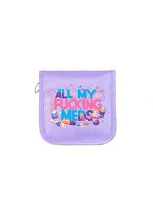 Bolsa de medicina portátil, bolsa de almacenamiento con patrón de dibujos animados de pastillas y jeringas, organizador de pastillas compacto y kit de primeros auxilios, kit médico portátil, adecuado para uso diario/al aire libre/viajes/dormitorio, esencial para la salud - Multicolor - Ver 16